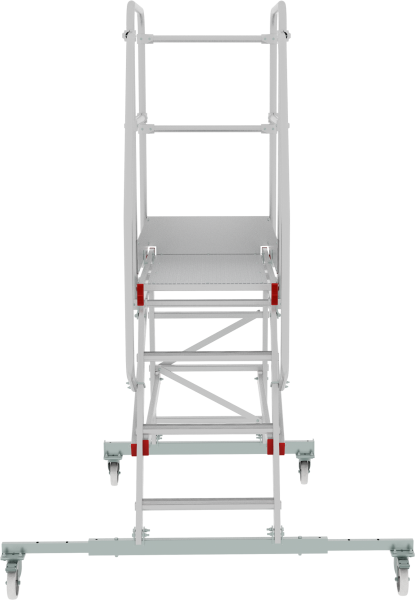 Индустриальная передвижная лестница-подмости 4 ступени с платформой и ограждением NV5510 Новая высота 5510104