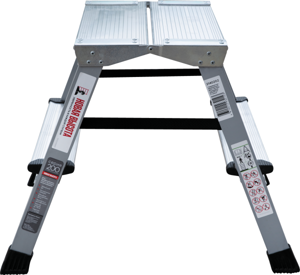 Стремянка алюминий-сталь двухсторонняя 2x2 ступени с площадкой 260 мм NV2140 Новая высота 2140202