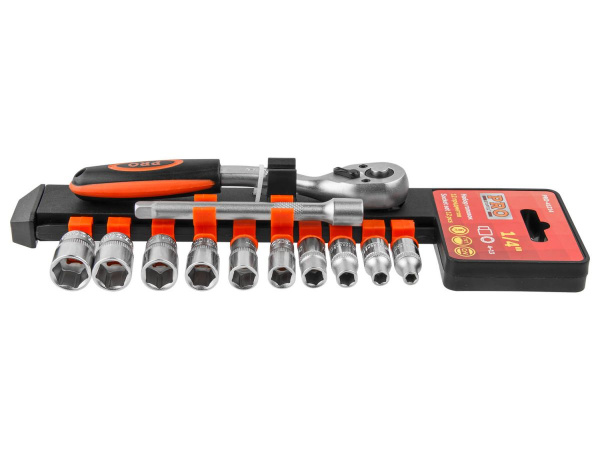 Набор головок 1/4" 4-13мм 12предм. PRO STARTUL (PRO-41214) (пласт. подвес, 6 граней)