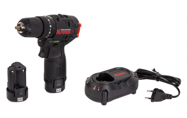 Дрель-шуруповерт аккумуляторная бесщеточная ударная  Kress KUC12 12В 40Нм 2Ач х 2 ЗУ 1.5А кейс