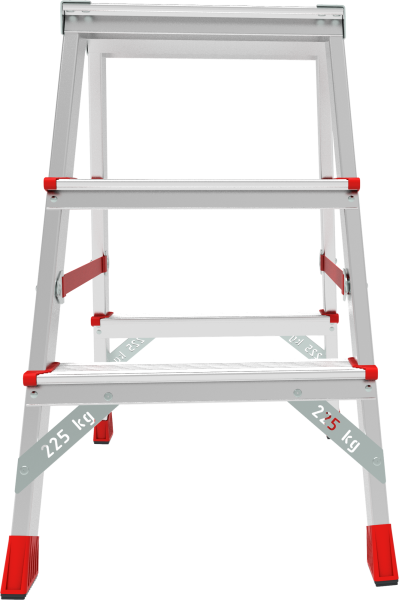 Стремянка профессиональная алюминиевая 2x3 ступени двухсторонняя с площадкой 350х260 мм NV3121 Новая высота 3121203