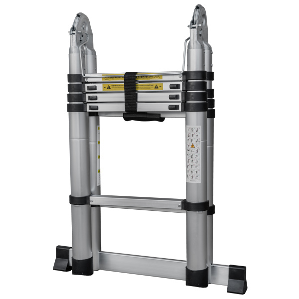 Лестница телескопическая 3,2/1,6 м двухсекционная алюминиевая 2x5 ступеней Новая Высота 2311205ТЛ