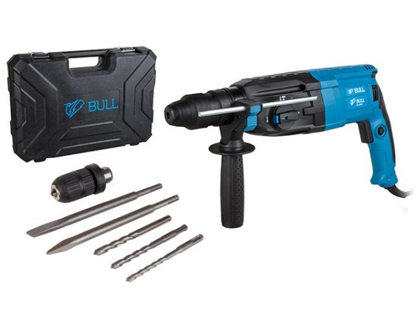 Перфоратор BULL BH 2802 в чем. (850 Вт, 3.2 Дж, 4 реж., патрон SDS-plus, БЗП в комплекте, вес 3.4 кг)
