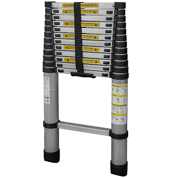Лестница телескопическая 3,8 м односекционная алюминиевая 13 ступеней Новая Высота 2211113ТЛ