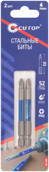 PH 2х70 мм Набор магнитных бит (2 шт.) Cutop Profi 83-339