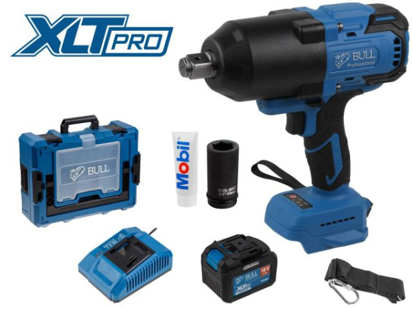 Аккумуляторный ударный гайковерт BULL SC 1810 Xcase, XLTpro, БЕСЩЕТ., 18 В, 1500 Н*м, 3/4", 1х6 А*ч, з/у 6 А 