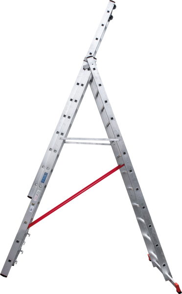 Лестница индустриальная алюминиевая трехсекционная 3x12 ступеней NV5230 Новая высота 5230312