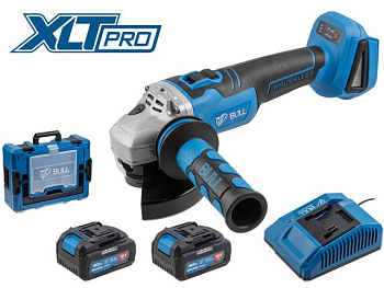 Аккумуляторная углошлифмашина BULL CSG 1812 R Xcase, XLTpro, БЕСЩЕТ, 125 мм, рег. об., 8000 об/мин, 2х4 А*ч 