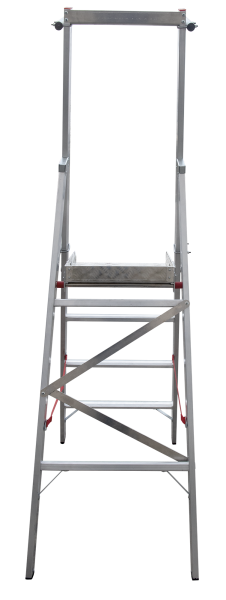 Стремянка алюминиевая 4 развальцованных ступеней 80 мм площадка 400х400 мм NV5170 Новая высота 5170104